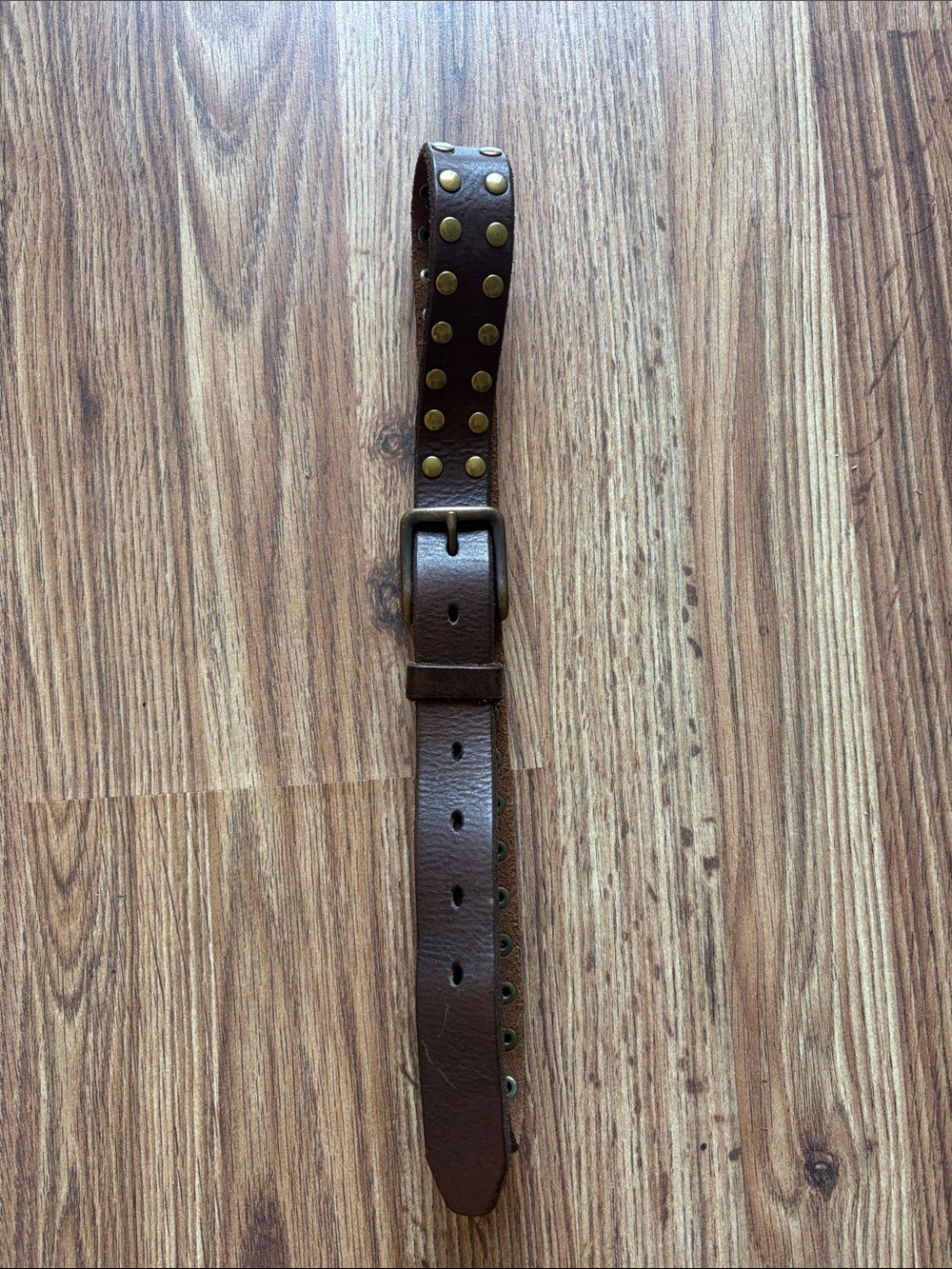 J. Crew Brown Studded Leather Belt with Brass Accents - Picture 5 of 5
